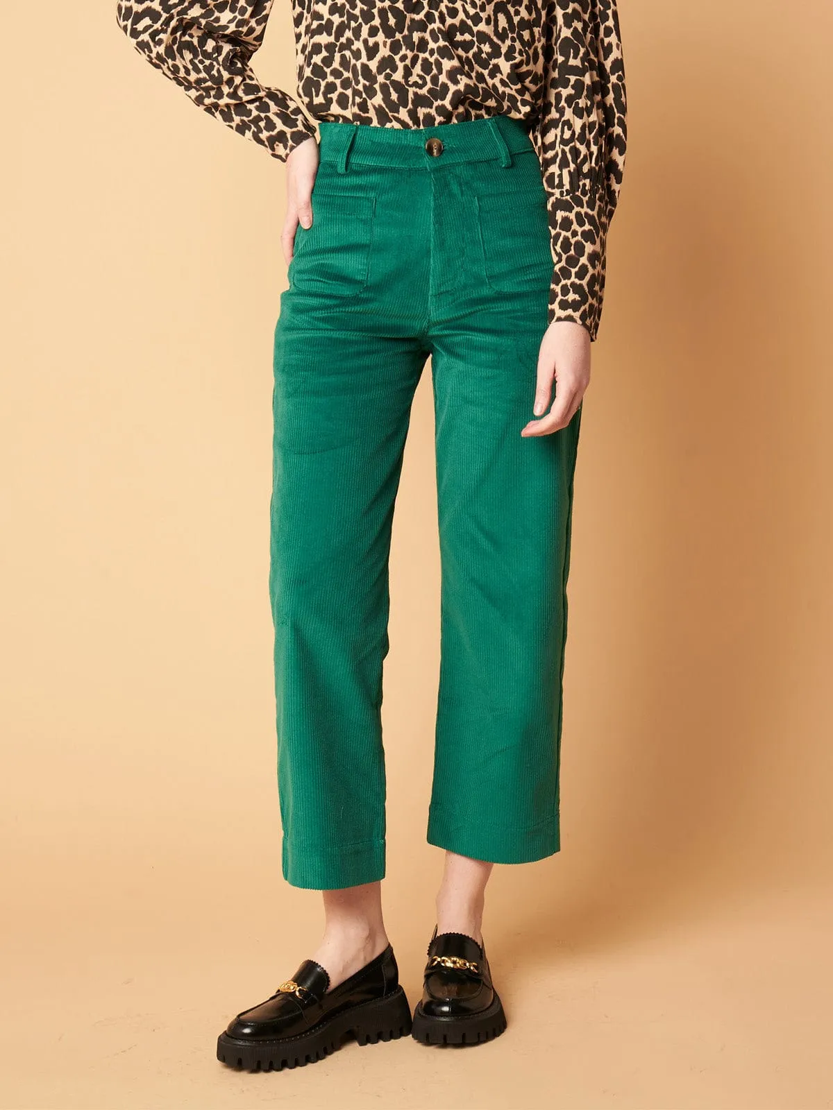 Cord Trousers- Green sold by iris product image thumbnail 2