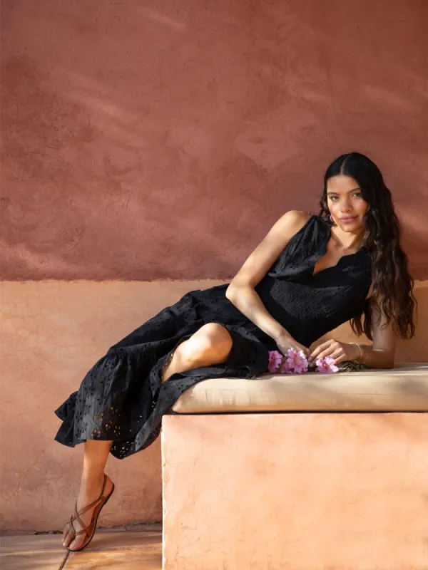 Cora Broderie Anglaise Dress – Black made by iris