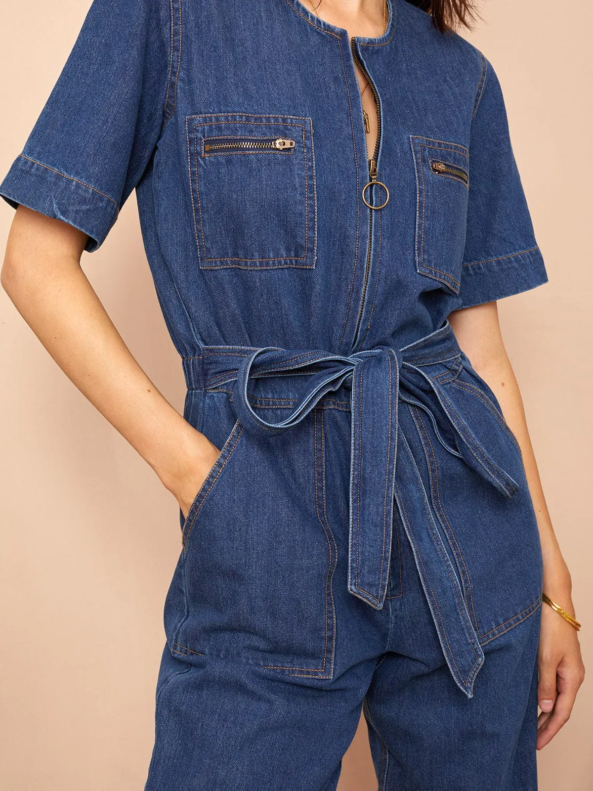 Alexa Denim Zip Jumpsuit sold by iris product image thumbnail 4