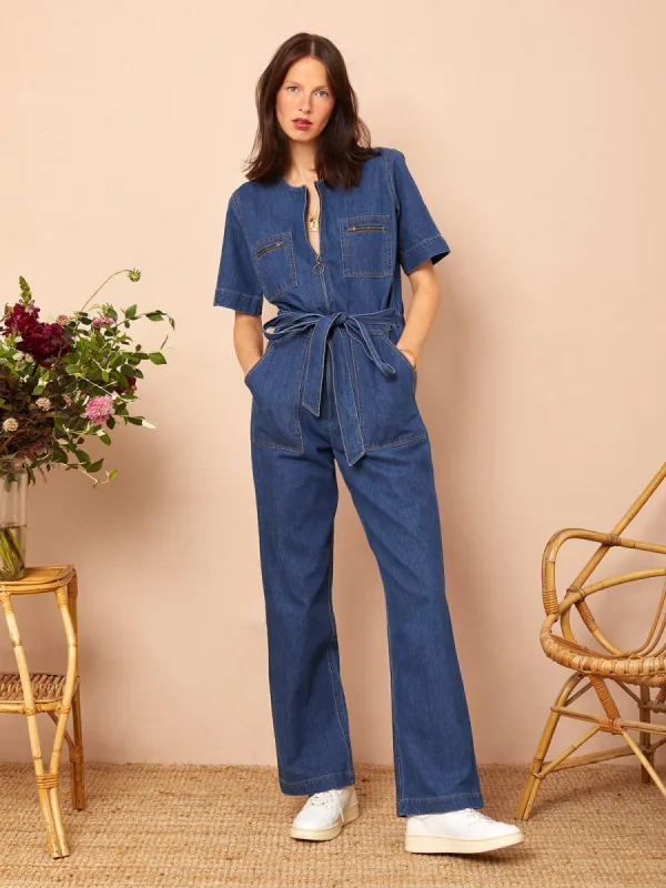 Alexa Denim Zip Jumpsuit sold by iris