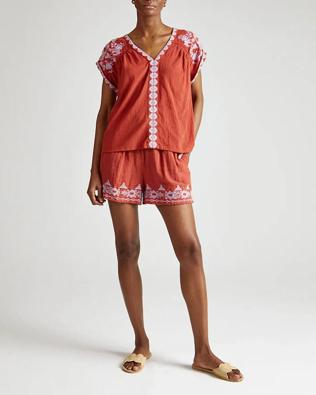 Luna Embroidered Top - Rust sold by iris product image thumbnail 3