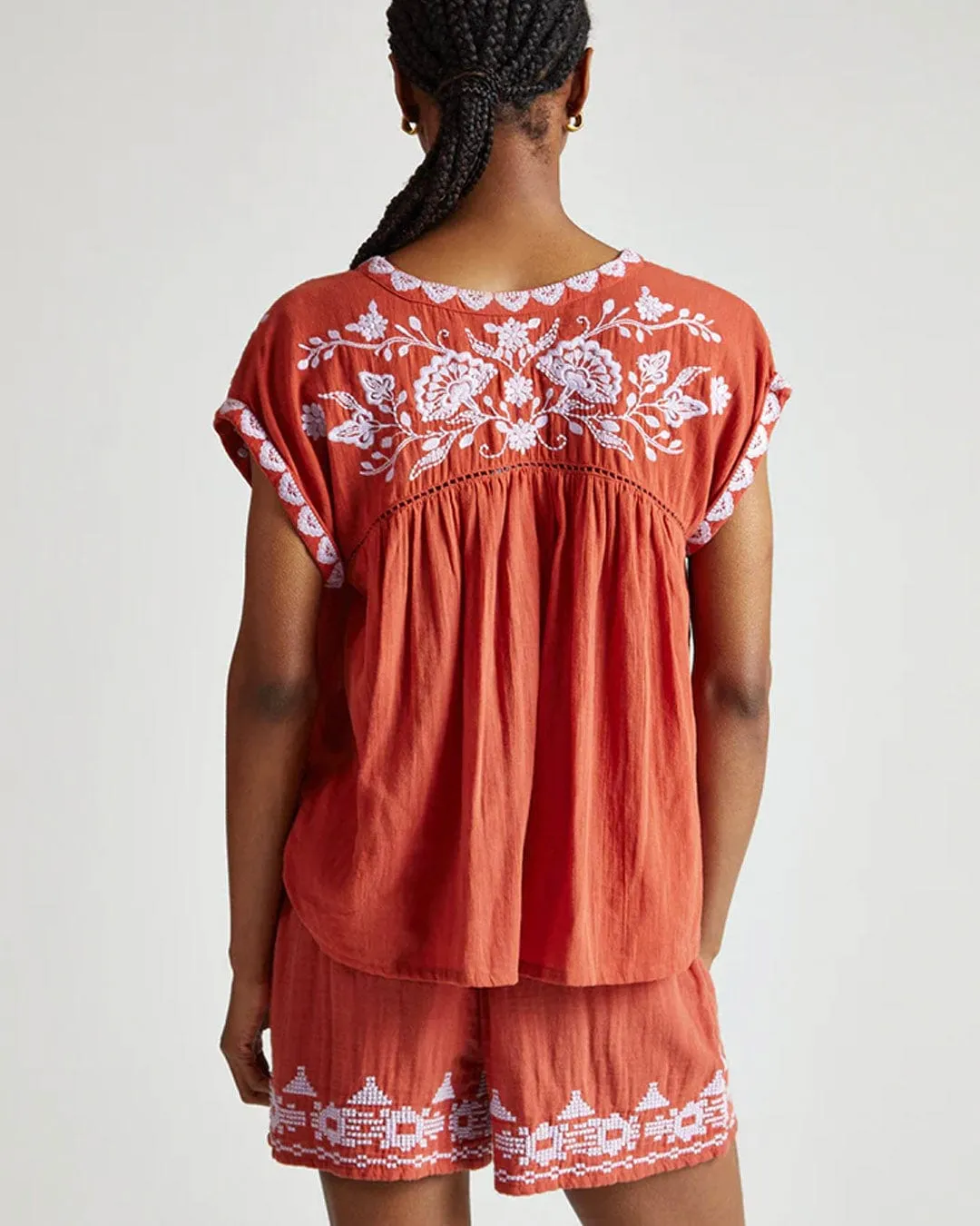 Luna Embroidered Top - Rust sold by iris product image thumbnail 4