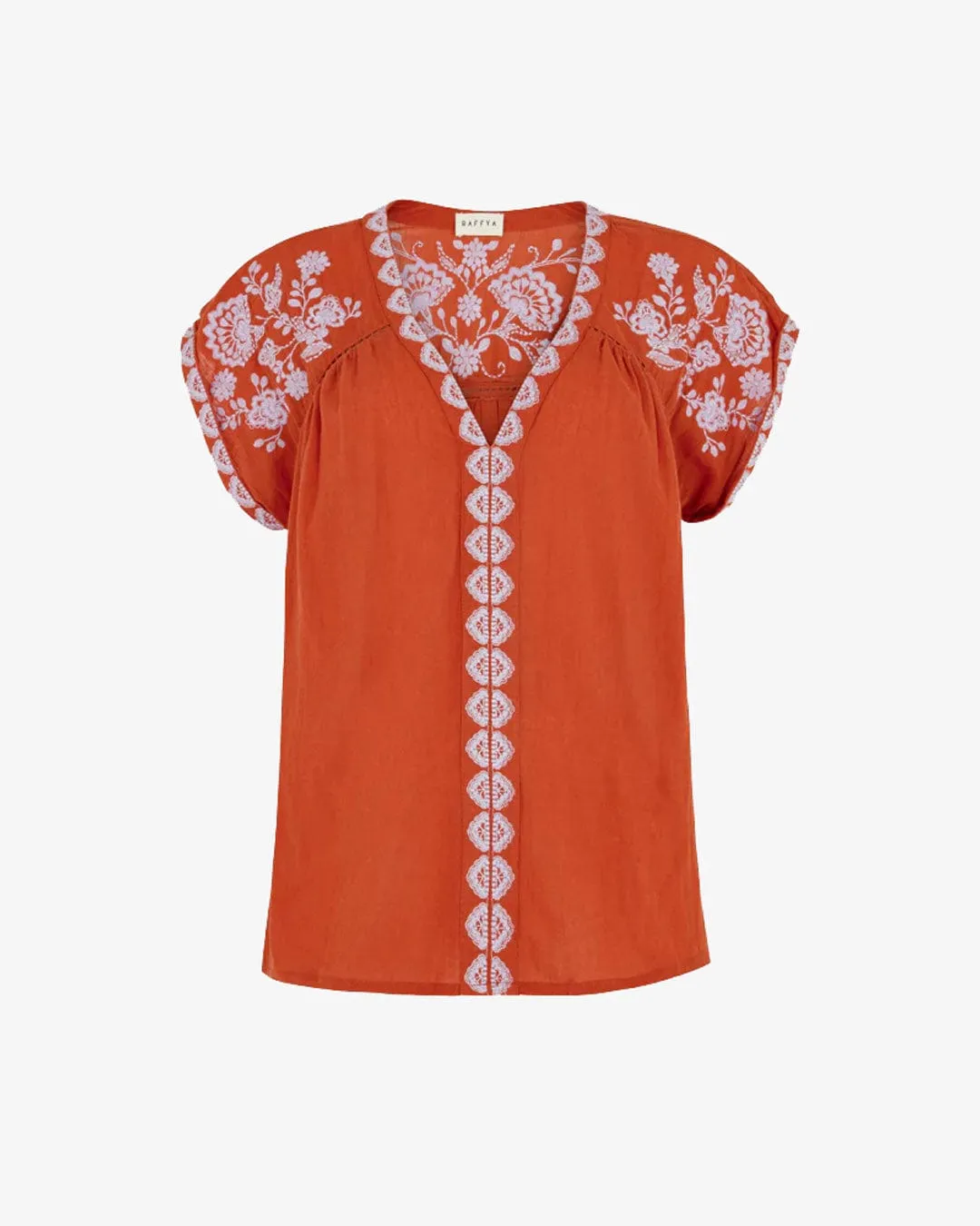 Luna Embroidered Top - Rust sold by iris