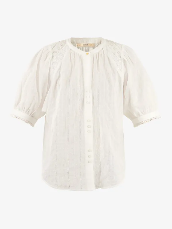 Kimia Cotton-Dobby Short Sleeve Blouse made by Sessun