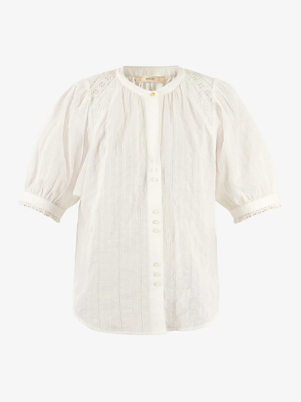 Kimia Cotton-Dobby Short Sleeve Blouse sold by iris