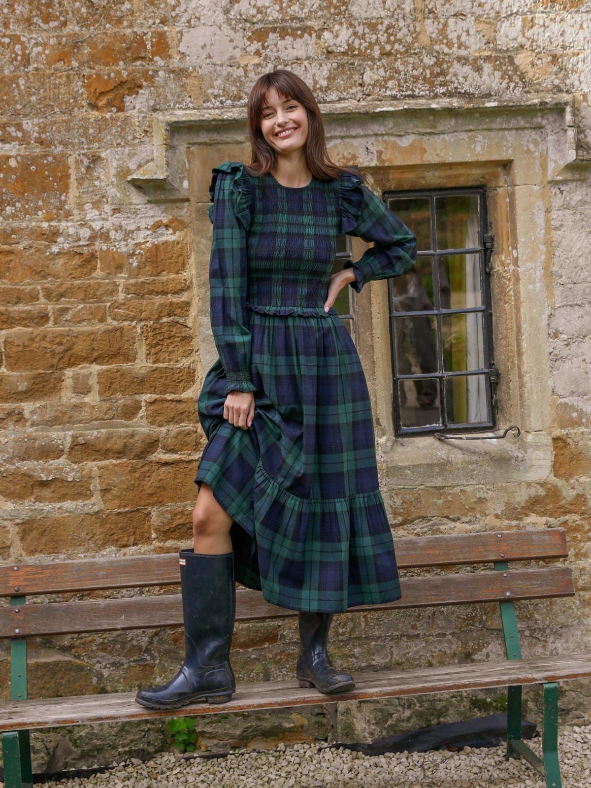 Freya Tartan Dress- Green & Navy sold by iris product image thumbnail 2