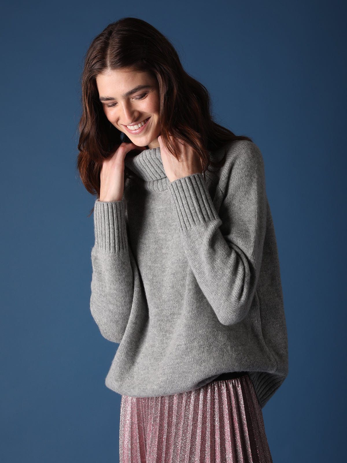 Ulla Grey Roll-Neck Cashmere-Blend Jumper sold by iris product image thumbnail 2