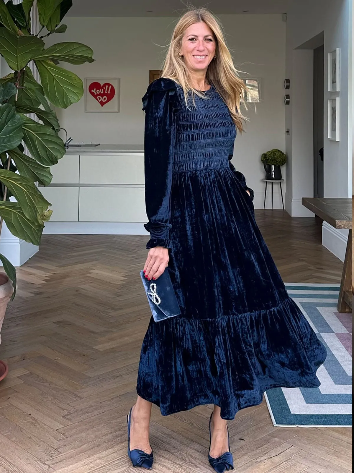 By Iris X Gayle Rinkoff, Smocked Velvet Dress sold by iris