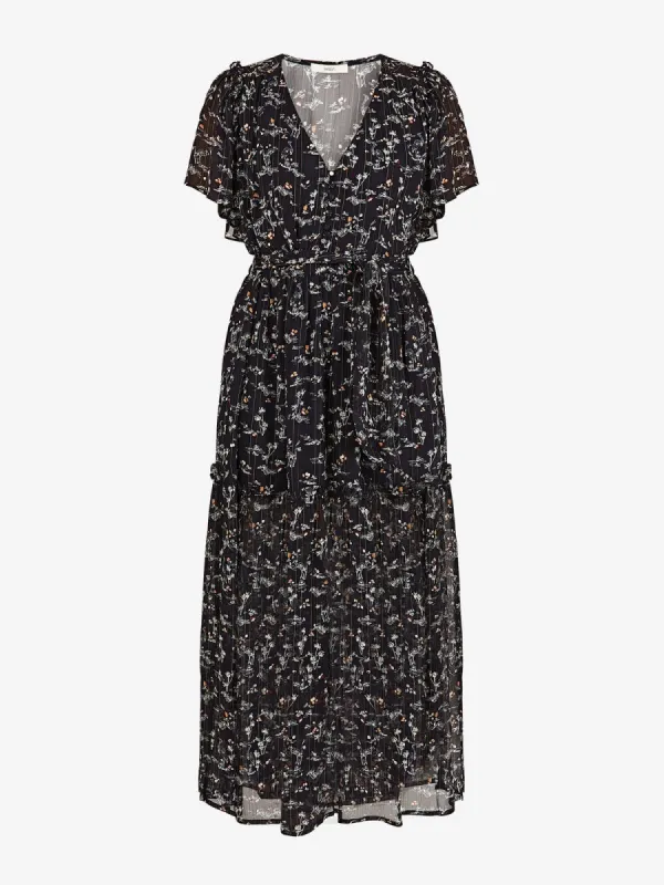 Egretta Bird Print Flutter Sleeve Midi Dress made by Sessun