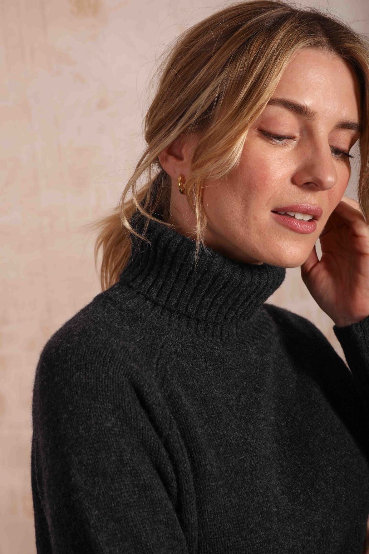 Ulla Charcoal-Grey Roll-Neck Cashmere-Blend Jumper sold by iris product image thumbnail 2