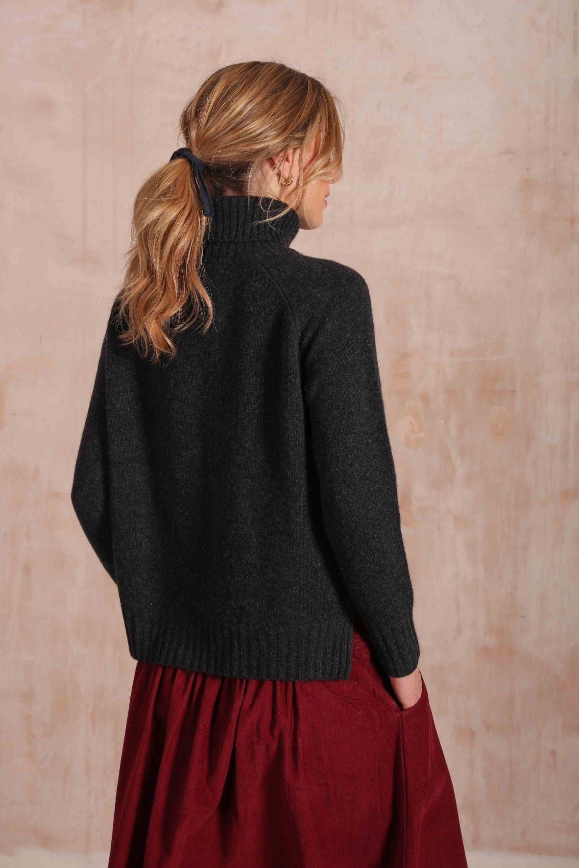Ulla Charcoal-Grey Roll-Neck Cashmere-Blend Jumper sold by iris product image thumbnail 3