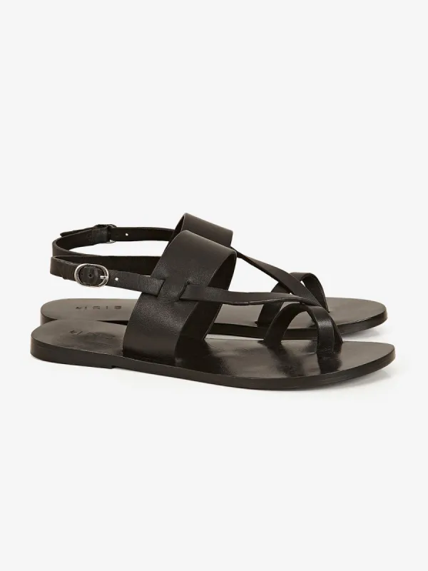 Ezra Black Leather Sandal made by iris