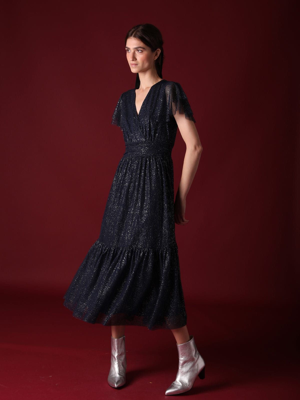 Tia Navy Mesh Midi Dress sold by iris product image thumbnail 2