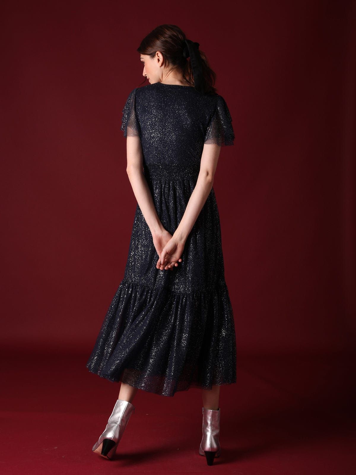 Tia Navy Mesh Midi Dress sold by iris product image thumbnail 5