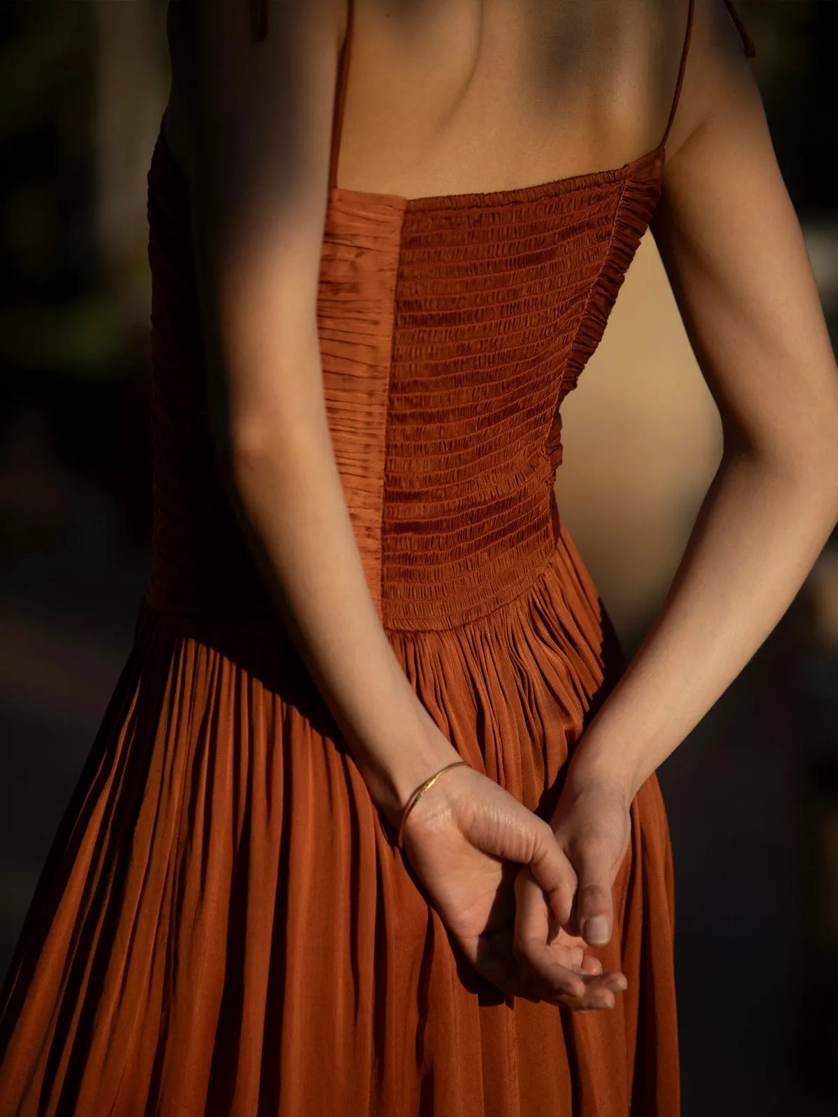 Hera Ruched Satin Dress – Cinnamon sold by iris product image thumbnail 2