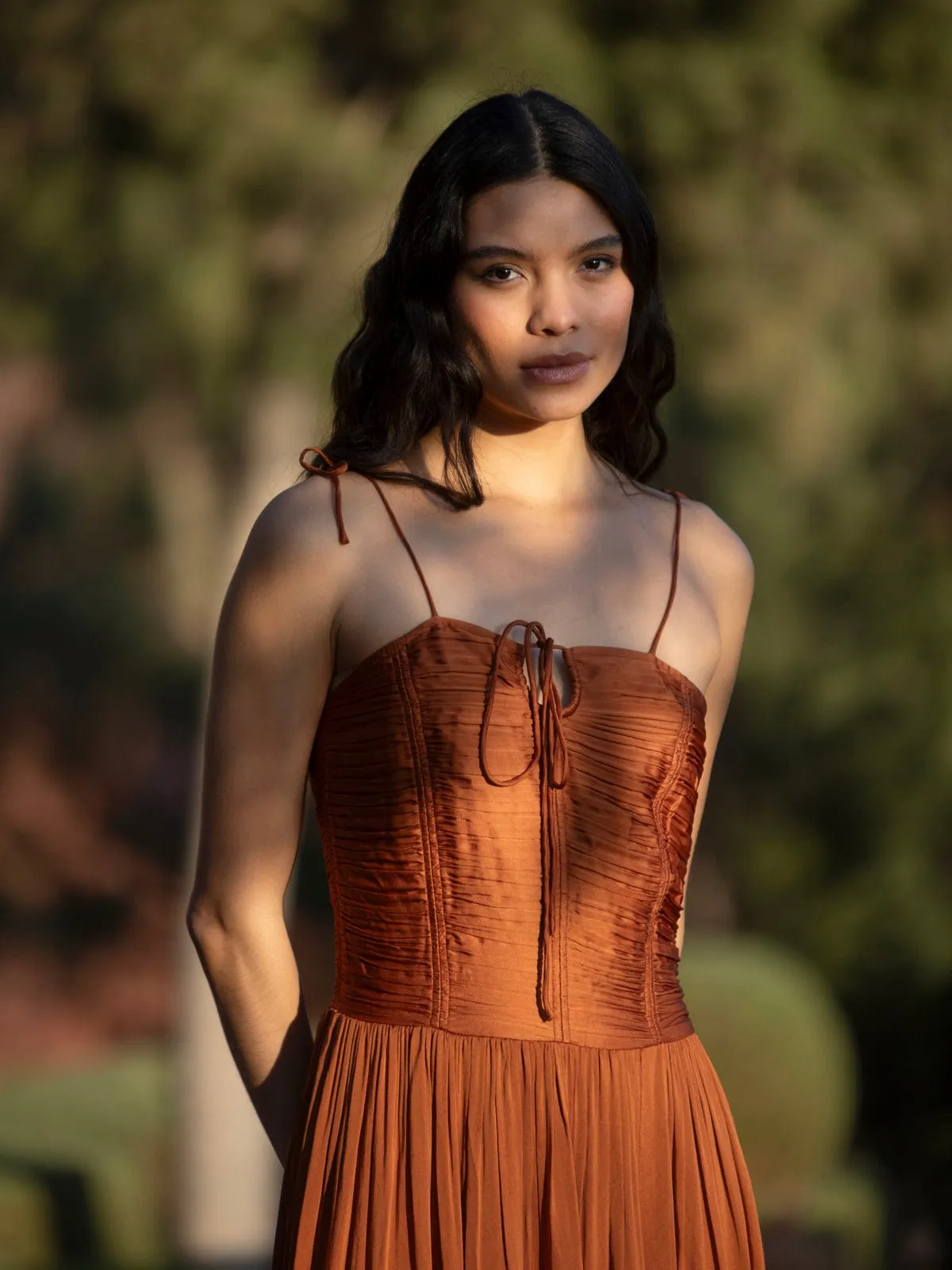 Hera Ruched Satin Dress – Cinnamon sold by iris product image thumbnail 3