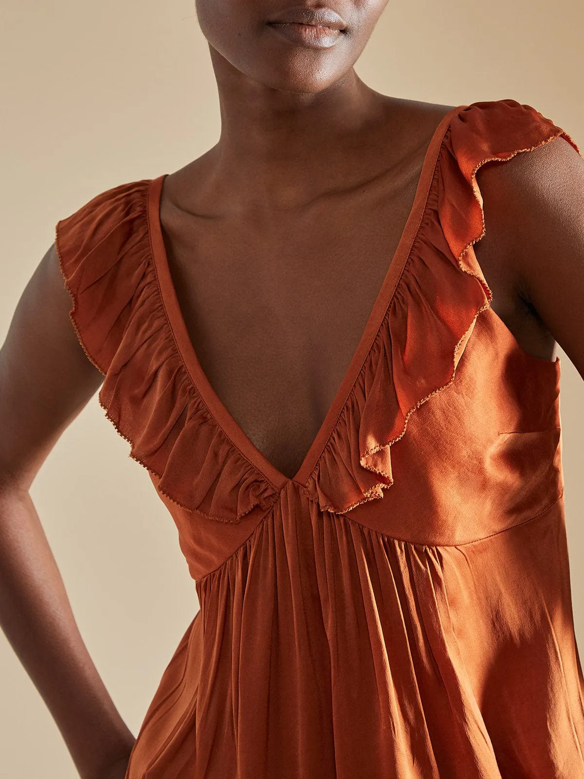 Paloma Satin Top - Cinnamon sold by iris product image thumbnail 3