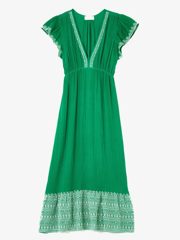 Cella Embroidered Dress – Green made by iris