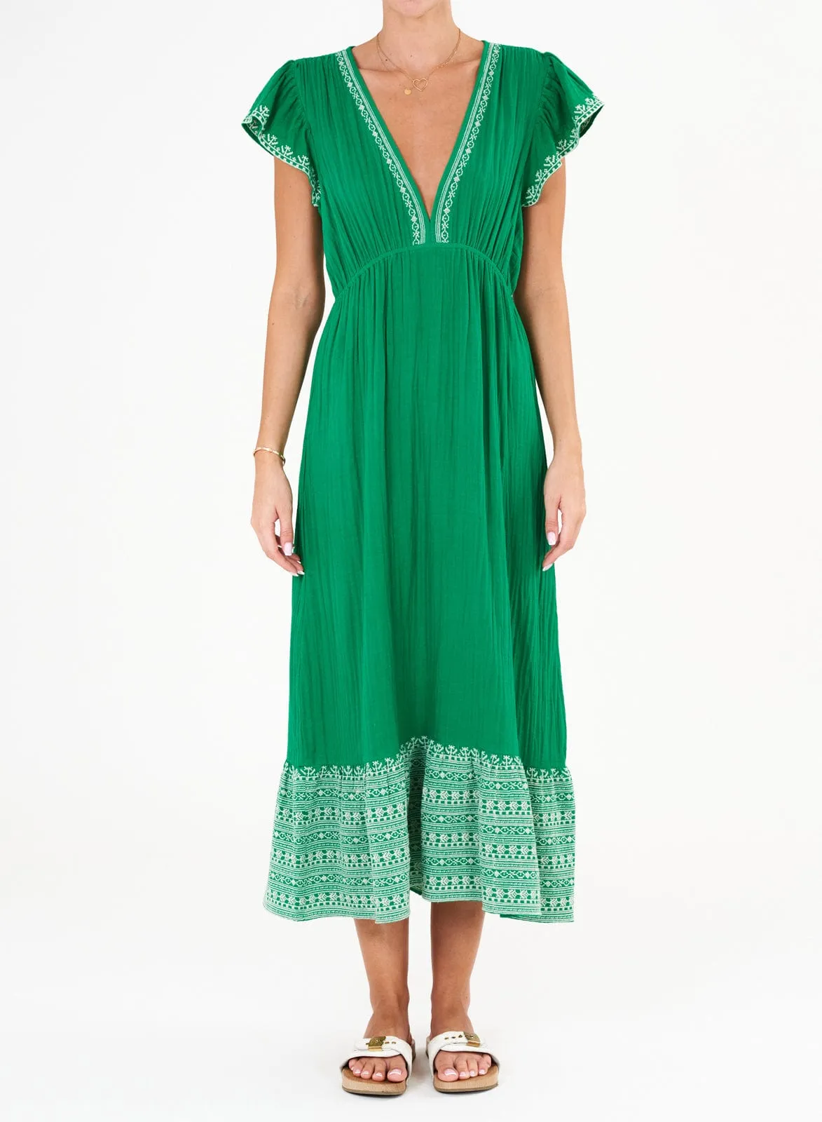 Cella Embroidered Dress – Green sold by iris product image thumbnail 2