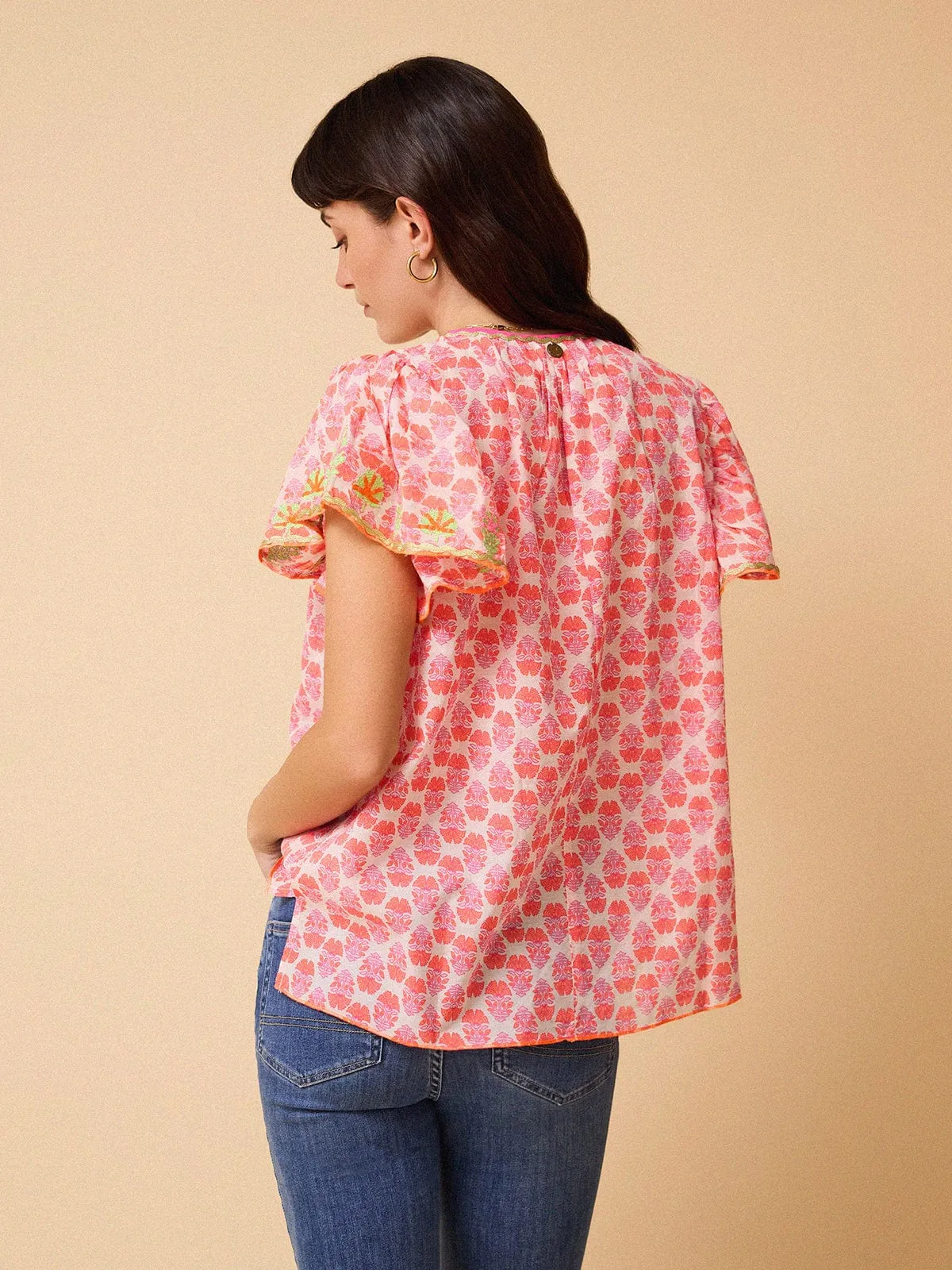 Frill Short Sleeve Blouse - Fuchsia sold by iris product image thumbnail 4