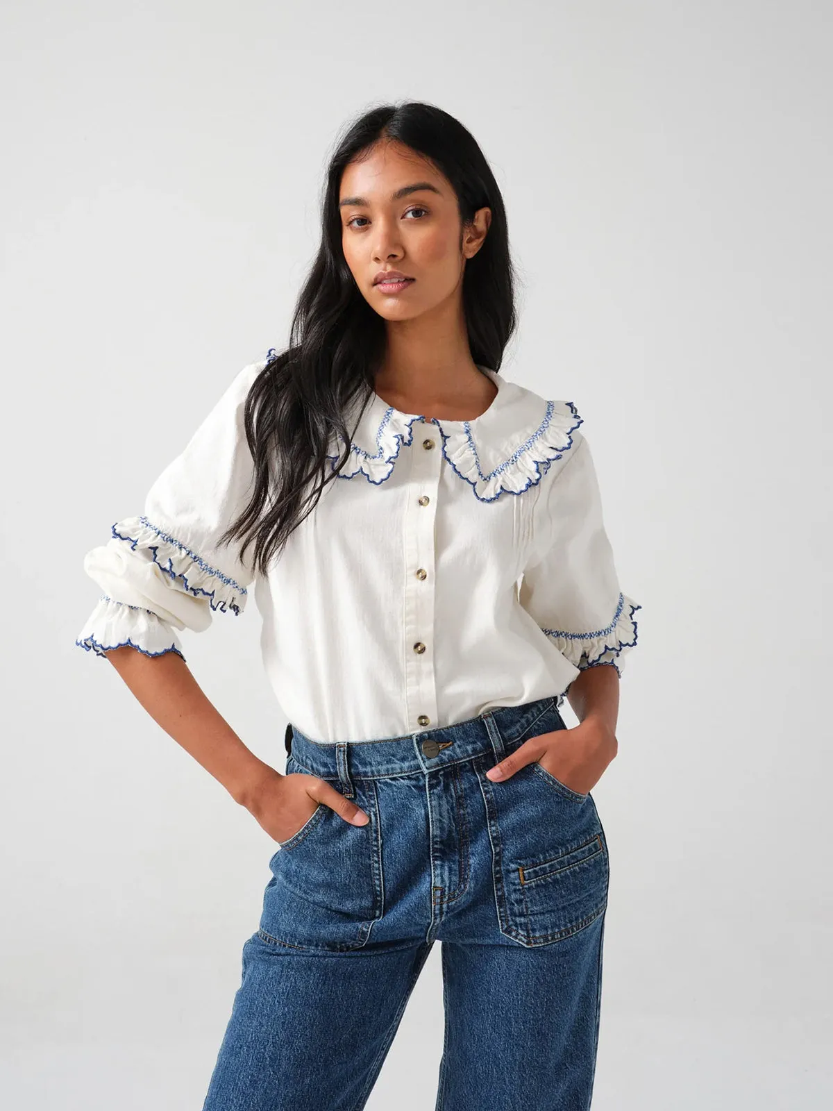 Phoebe Collar Blouse - Ecru sold by iris product image thumbnail 2