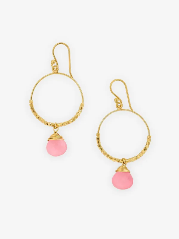 Marie Pink Drop Earrings - Gold sold by iris