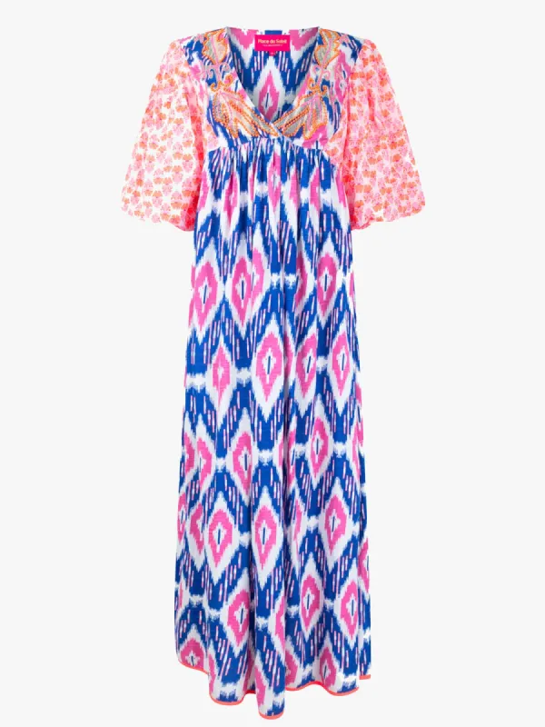 Ikat Maxi Dress - Blue made by iris