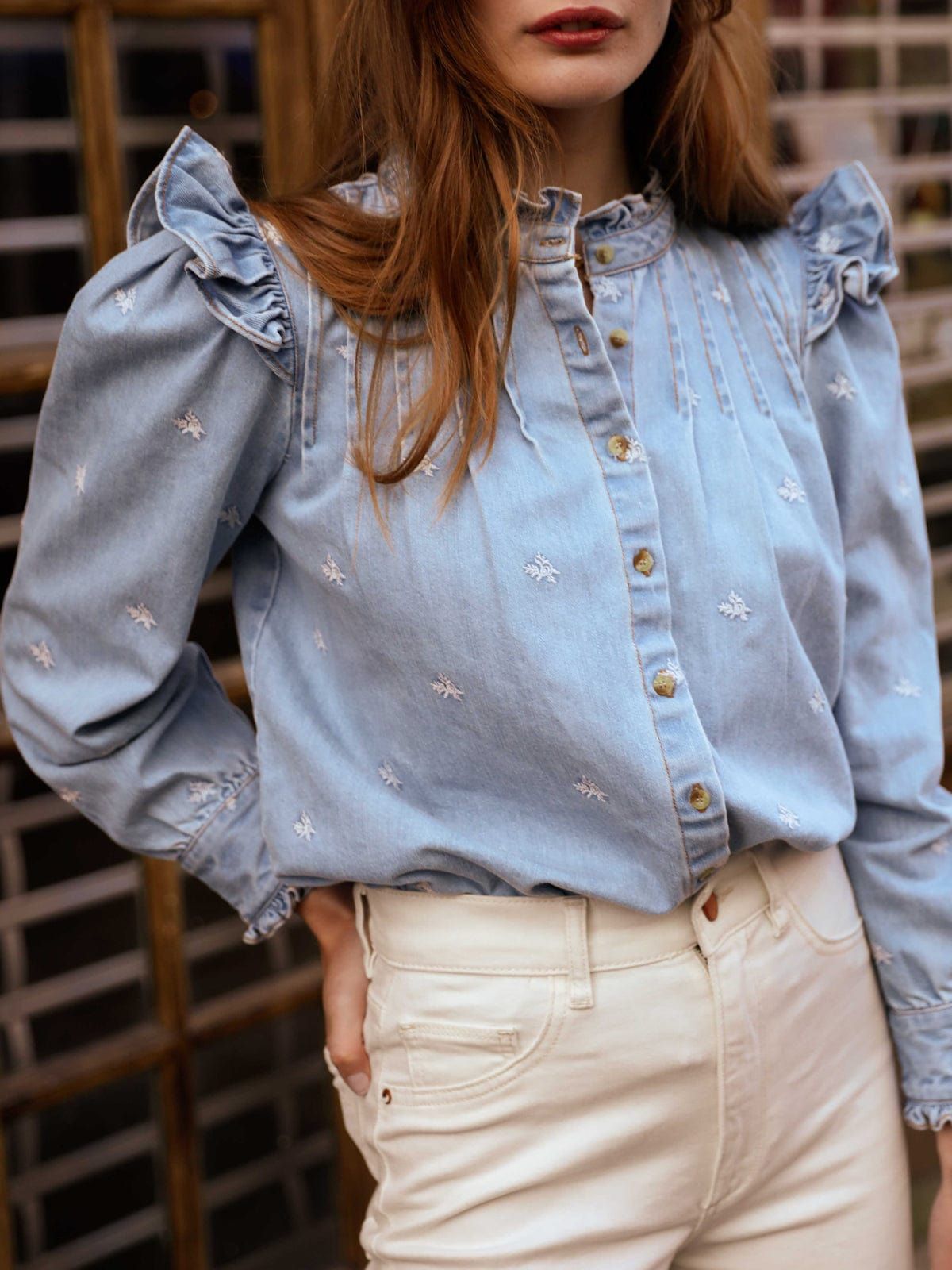 Rocco Embroidered Denim Blouse sold by iris product image thumbnail 2