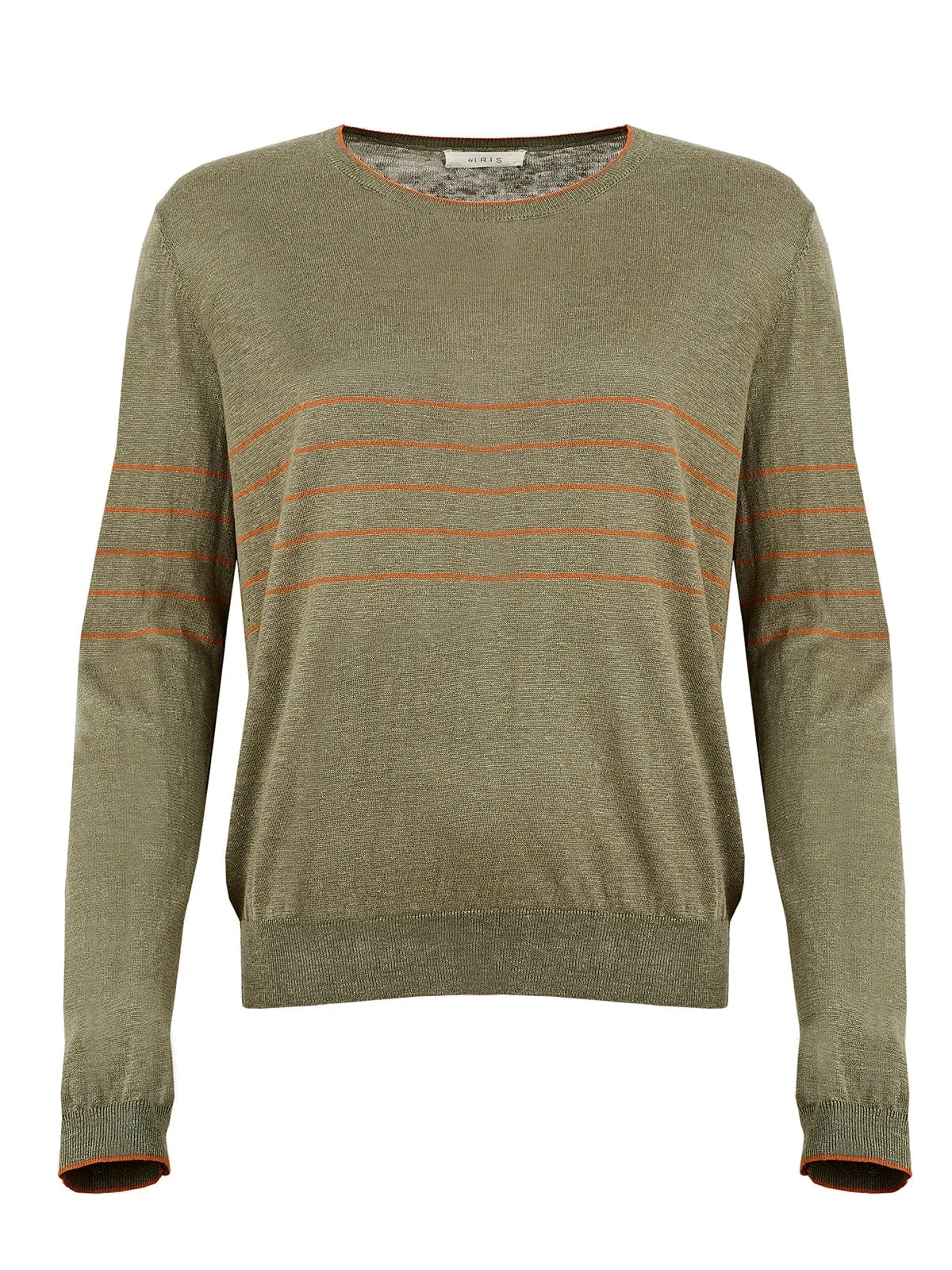 Emi Linen Stripe Top- Khaki sold by iris