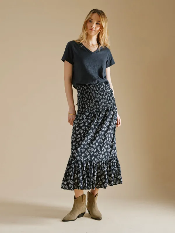 Torin Smocked Skirt - Black made by iris