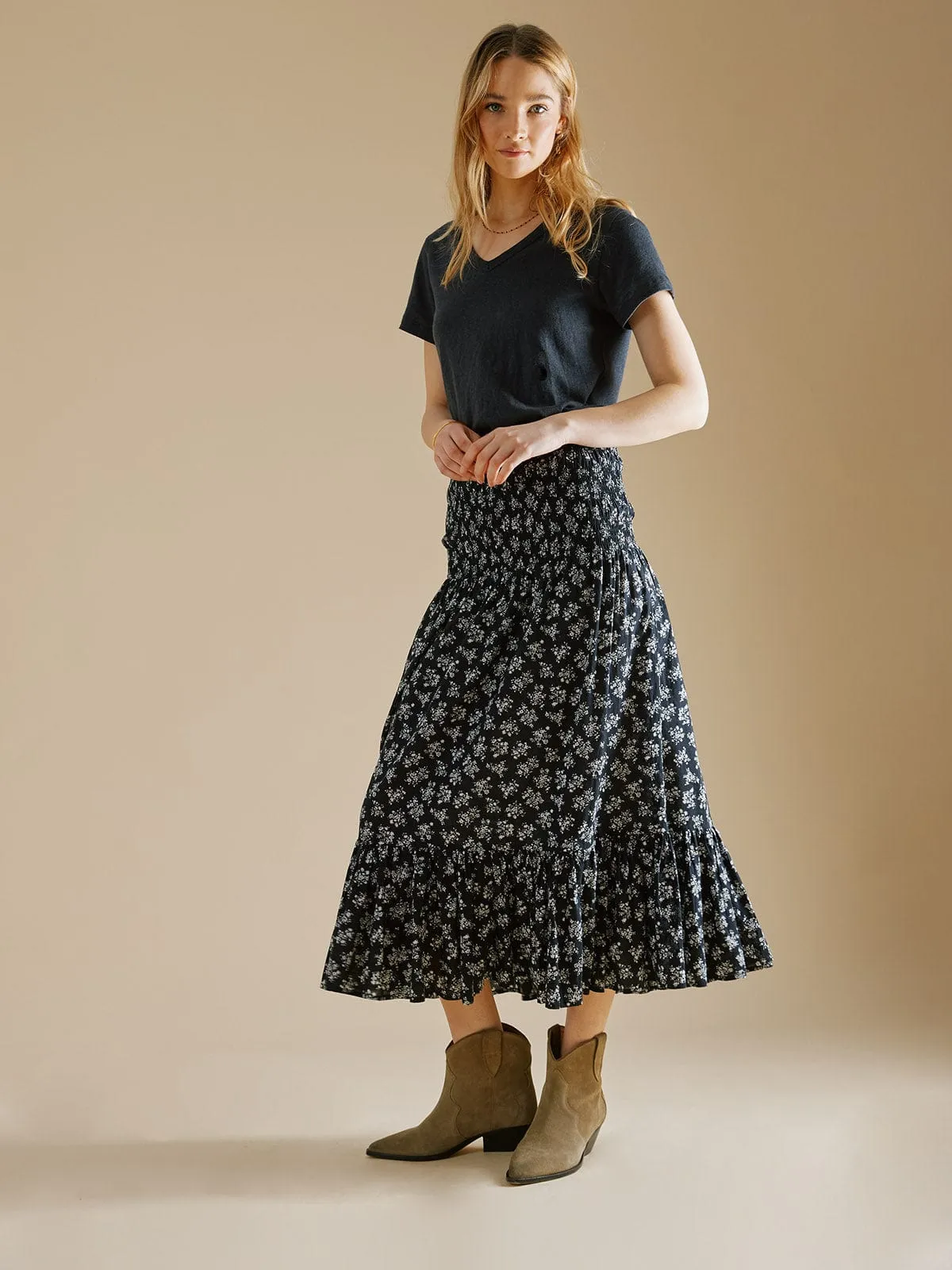 Torin Smocked Skirt - Black sold by iris product image thumbnail 3