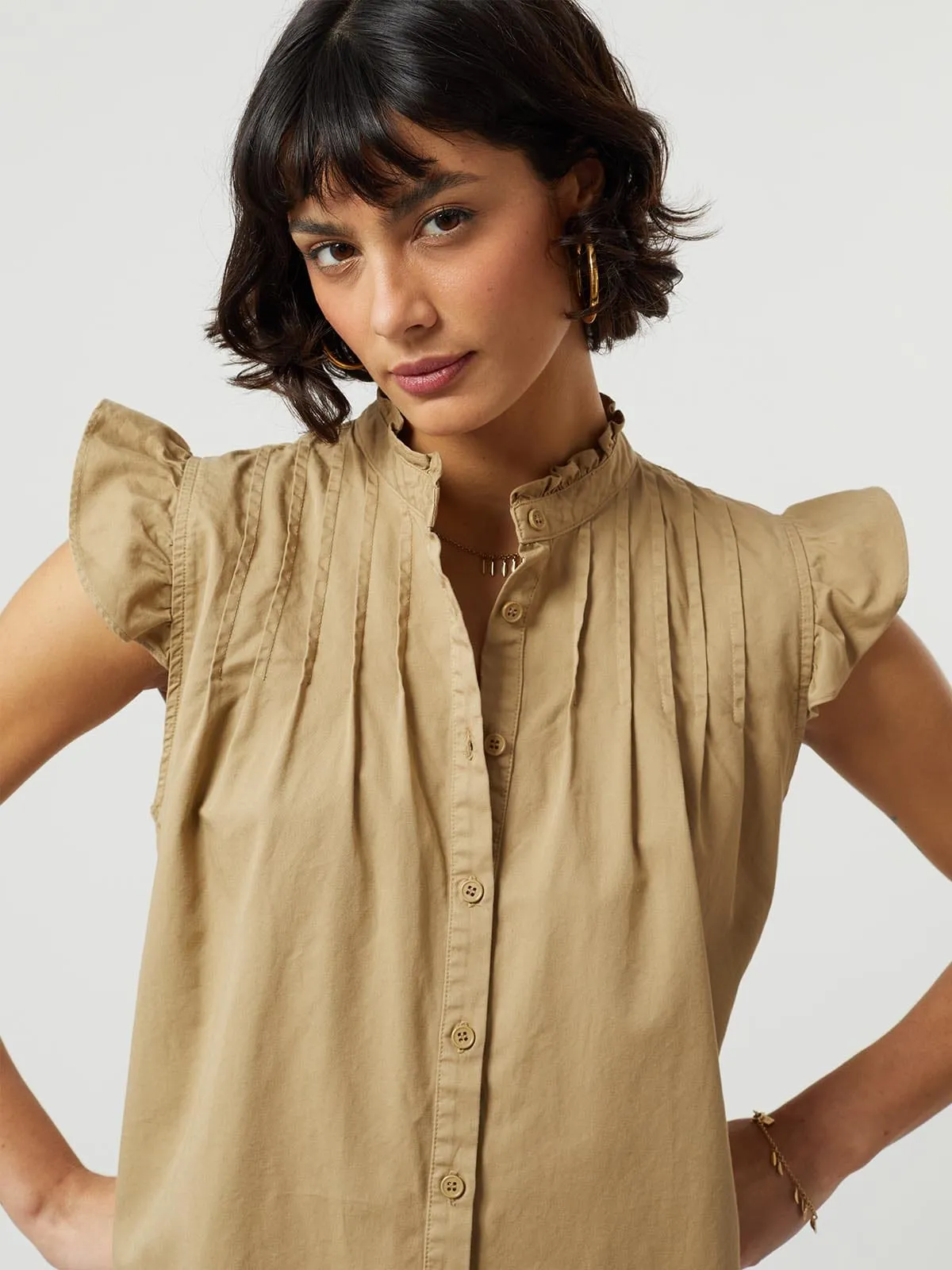 Rocco Frill Sleeve Camel Blouse sold by iris product image thumbnail 3