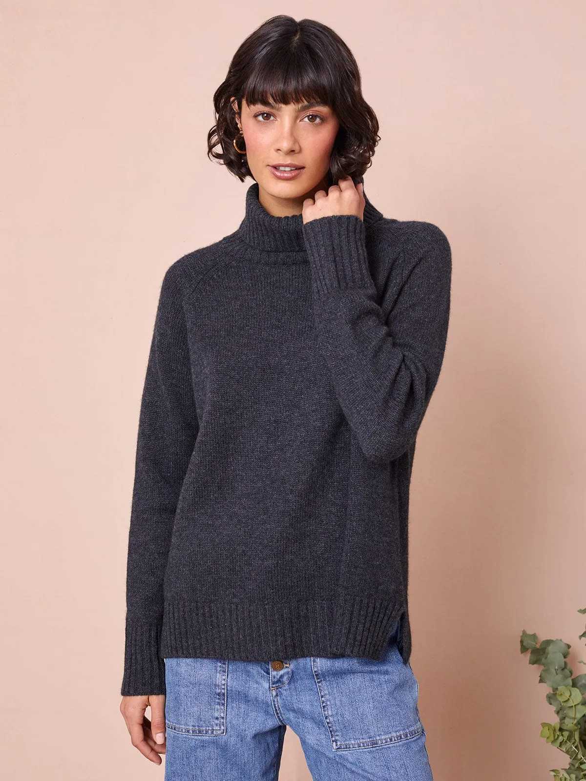 Ulla Roll Neck Cashmere Blend Jumper- Charcoal sold by iris product image thumbnail 2