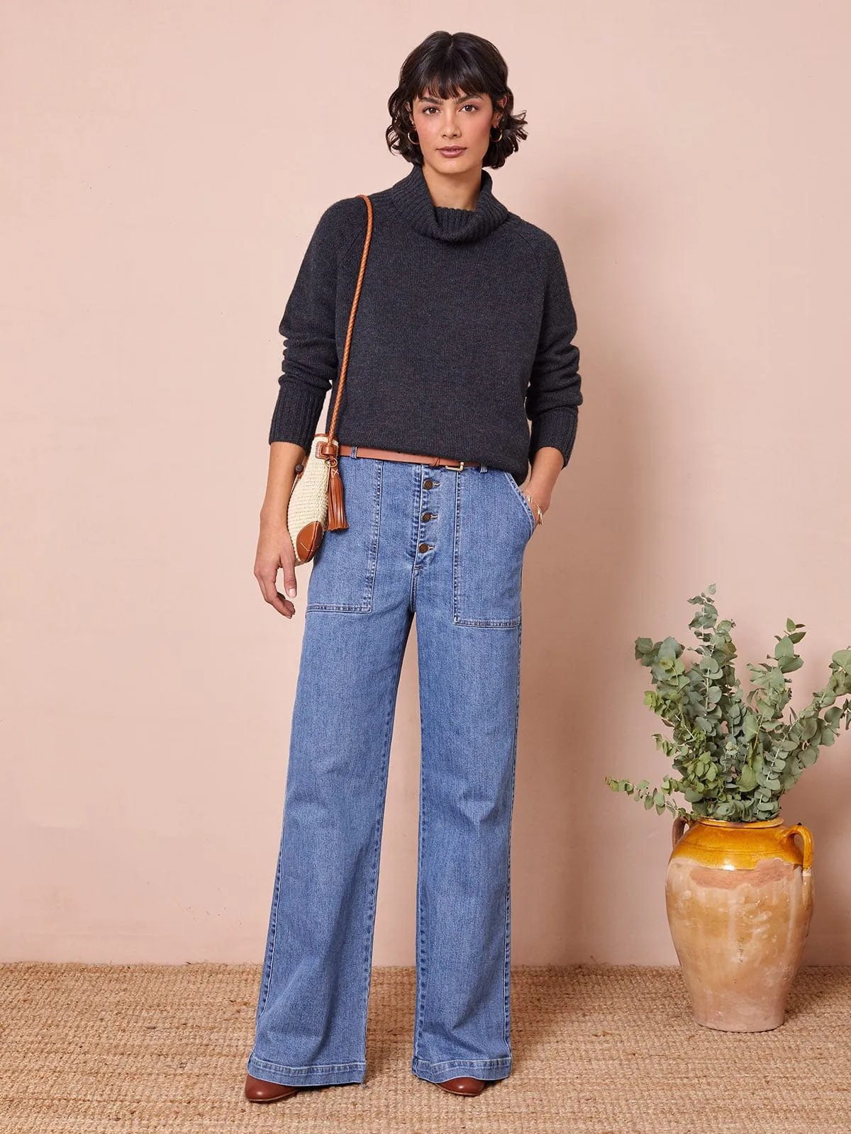 Ulla Roll Neck Cashmere Blend Jumper- Charcoal sold by iris product image thumbnail 5