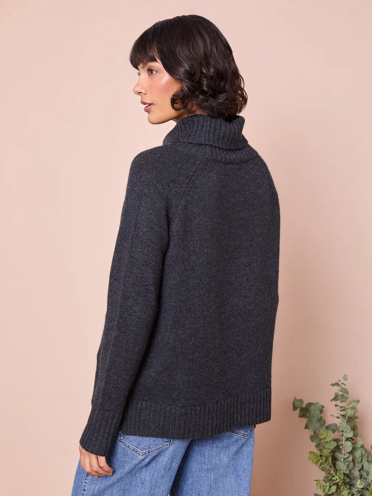 Ulla Roll Neck Cashmere Blend Jumper- Charcoal sold by iris product image thumbnail 3