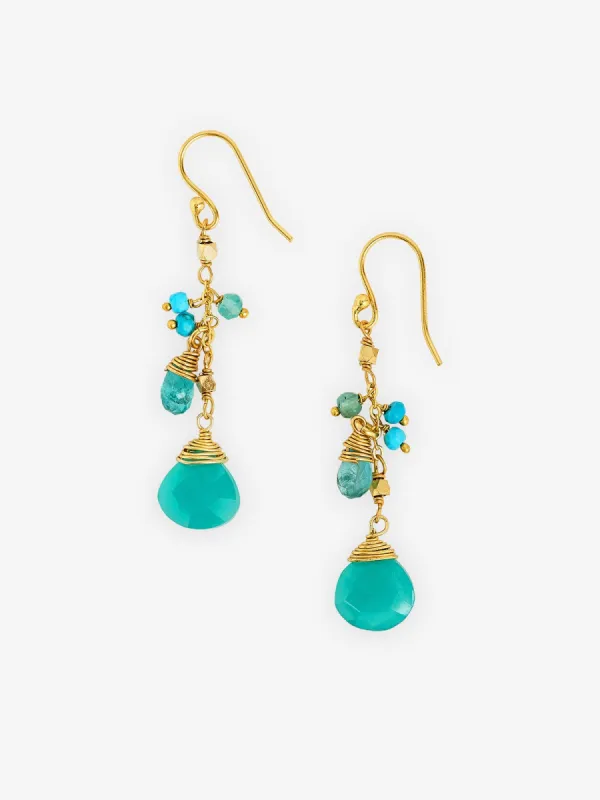 Rain Cluster Earrings - Aqua made by iris