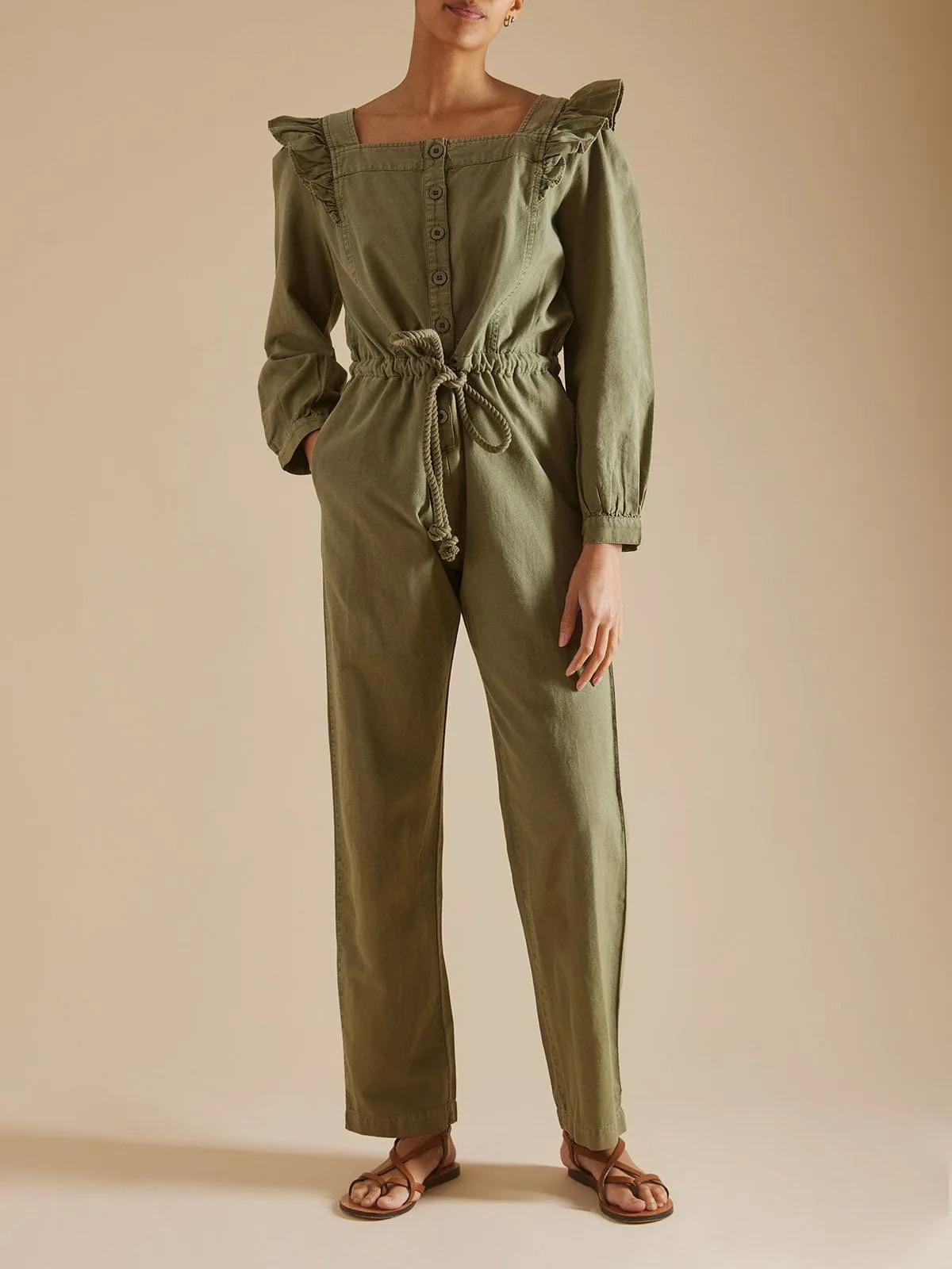 Douceur Sasha Jumpsuit- Khaki sold by iris