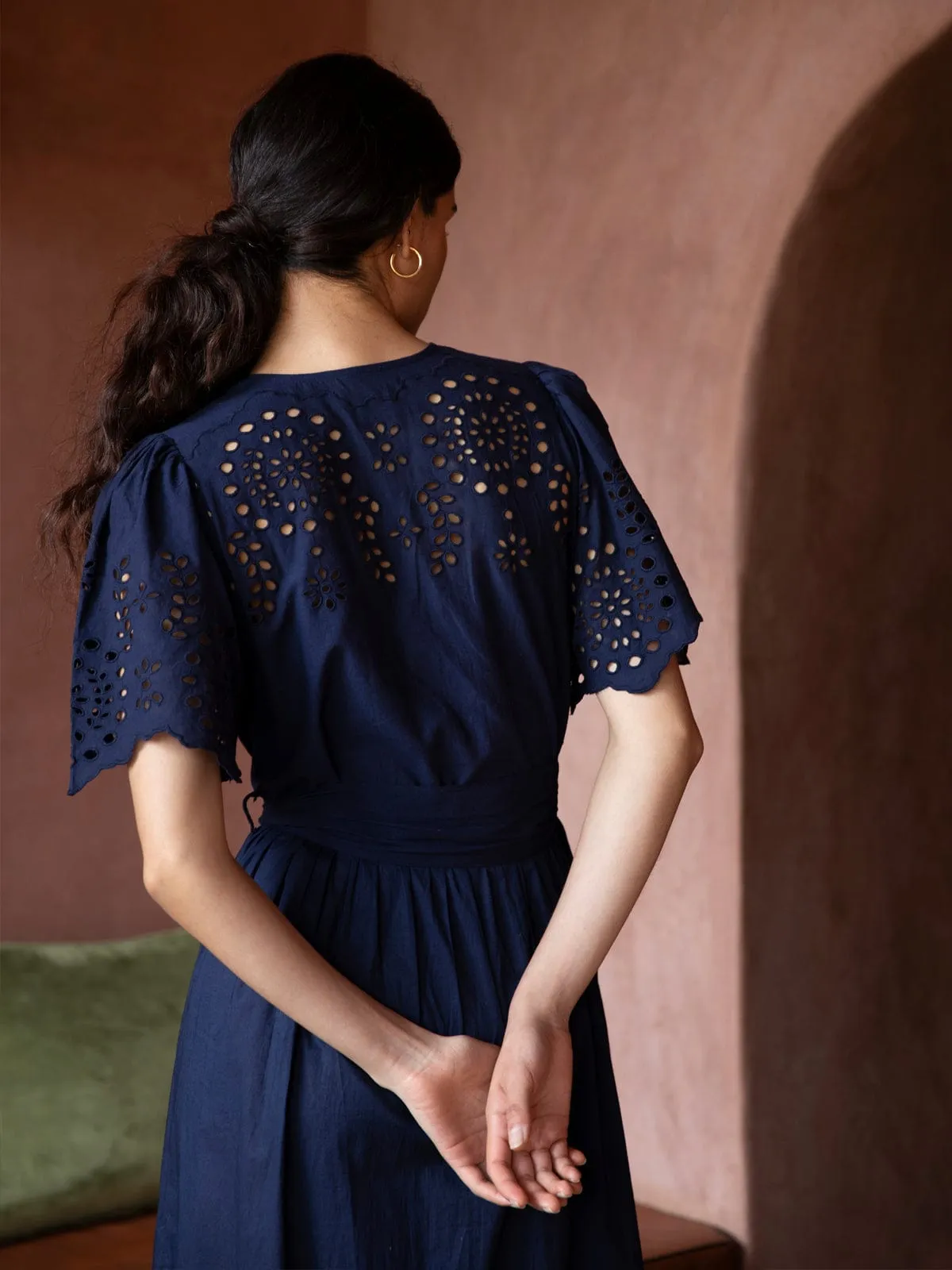 Margot Broderie Anglaise Dress – Navy sold by iris product image thumbnail 2