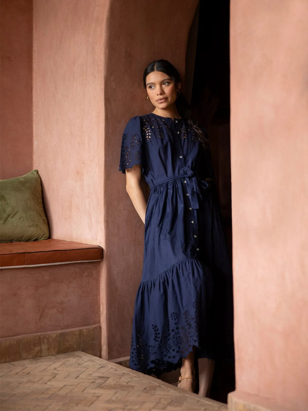 Margot Broderie Anglaise Dress – Navy sold by iris product image thumbnail 3