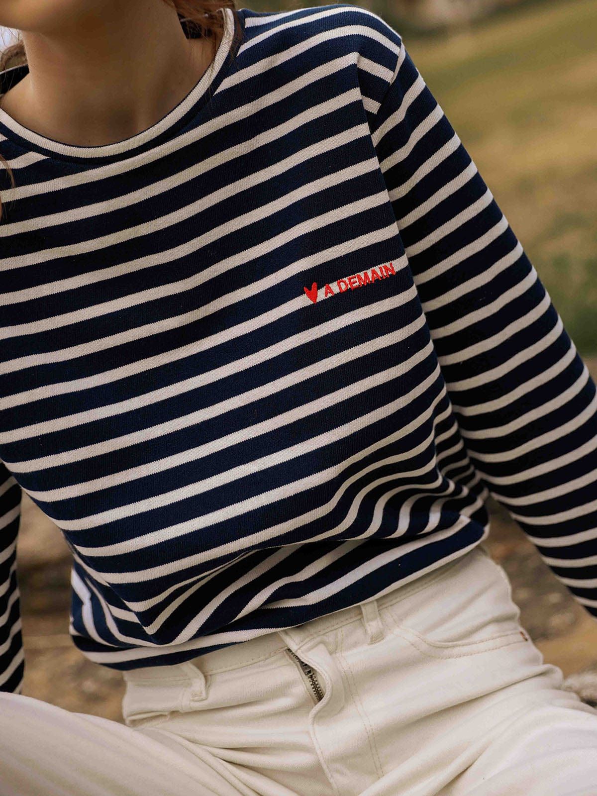 Emeria Organic-Cotton Long-Sleeved Breton T-Shirt sold by iris product image thumbnail 4