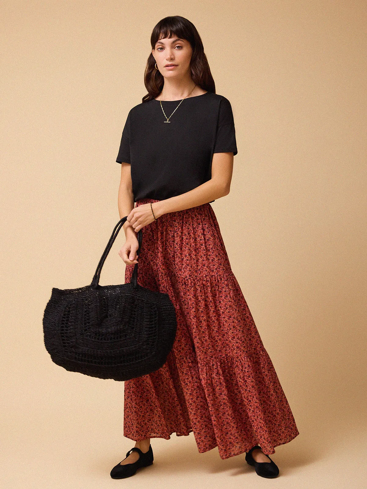 Harper Ditsy Print Skirt – Pink sold by iris product image thumbnail 5