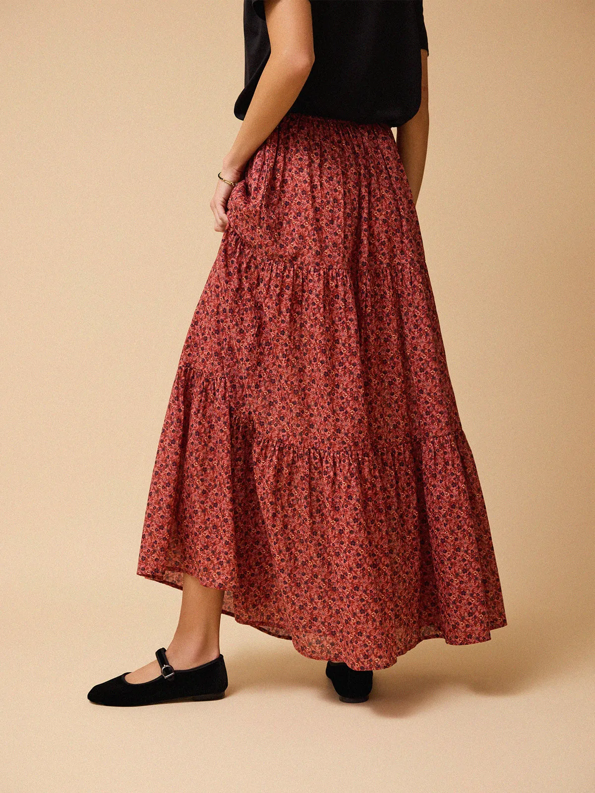 Harper Ditsy Print Skirt – Pink sold by iris product image thumbnail 4