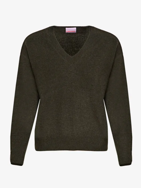 Malibu V Neck Knit- Khaki made by iris