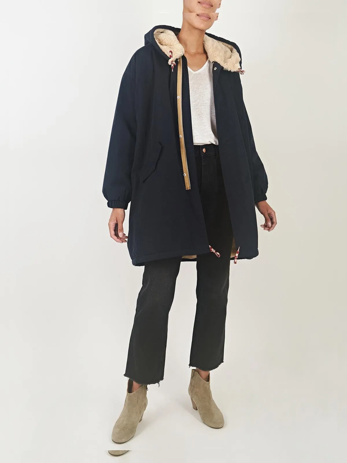 Laos Navy Faux Fur Lined Parka sold by iris product image thumbnail 5