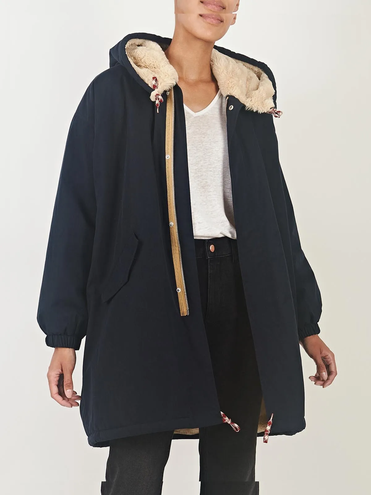 Laos Navy Faux Fur Lined Parka sold by iris product image thumbnail 4