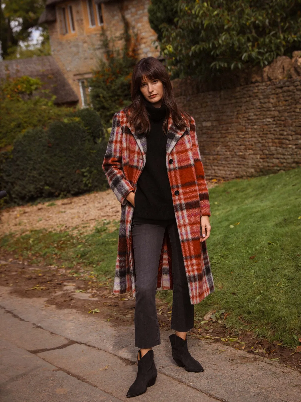 Fran Check Coat - Red sold by iris