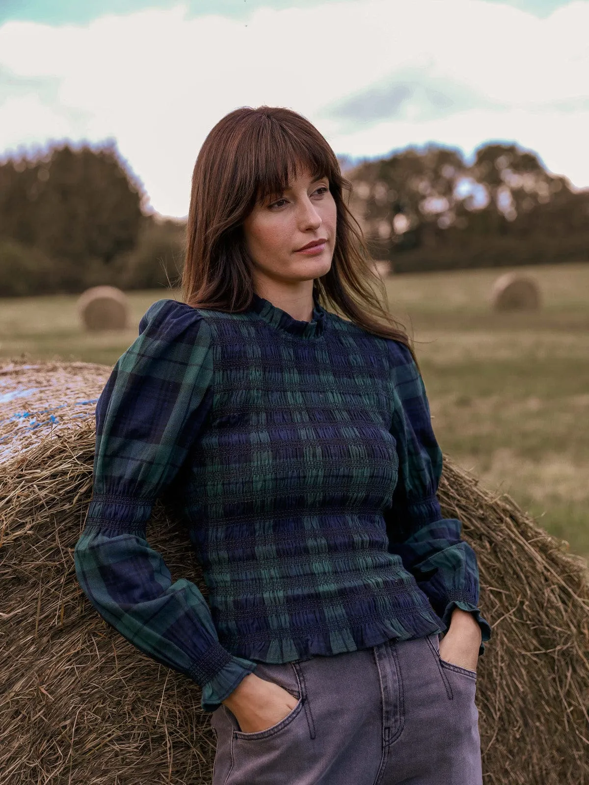 Simone Tartan Top- Green sold by iris