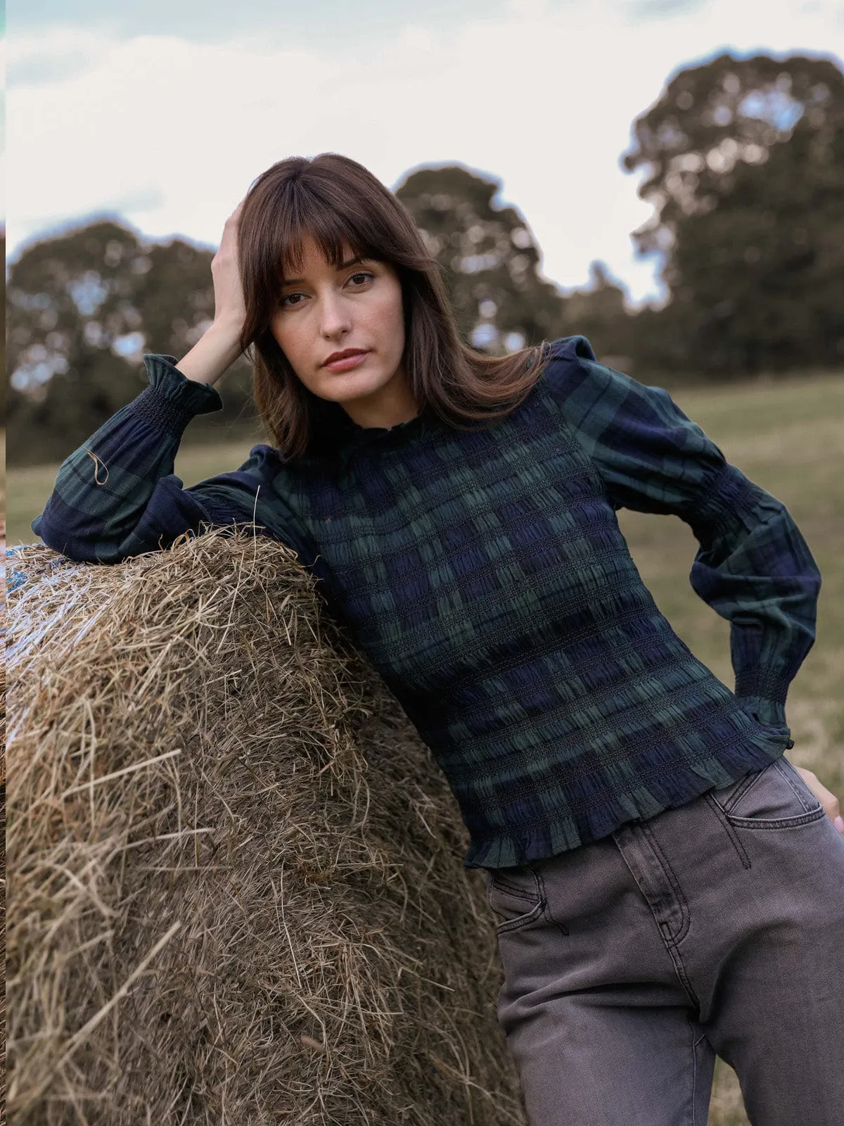 Simone Tartan Top- Green sold by iris product image thumbnail 2