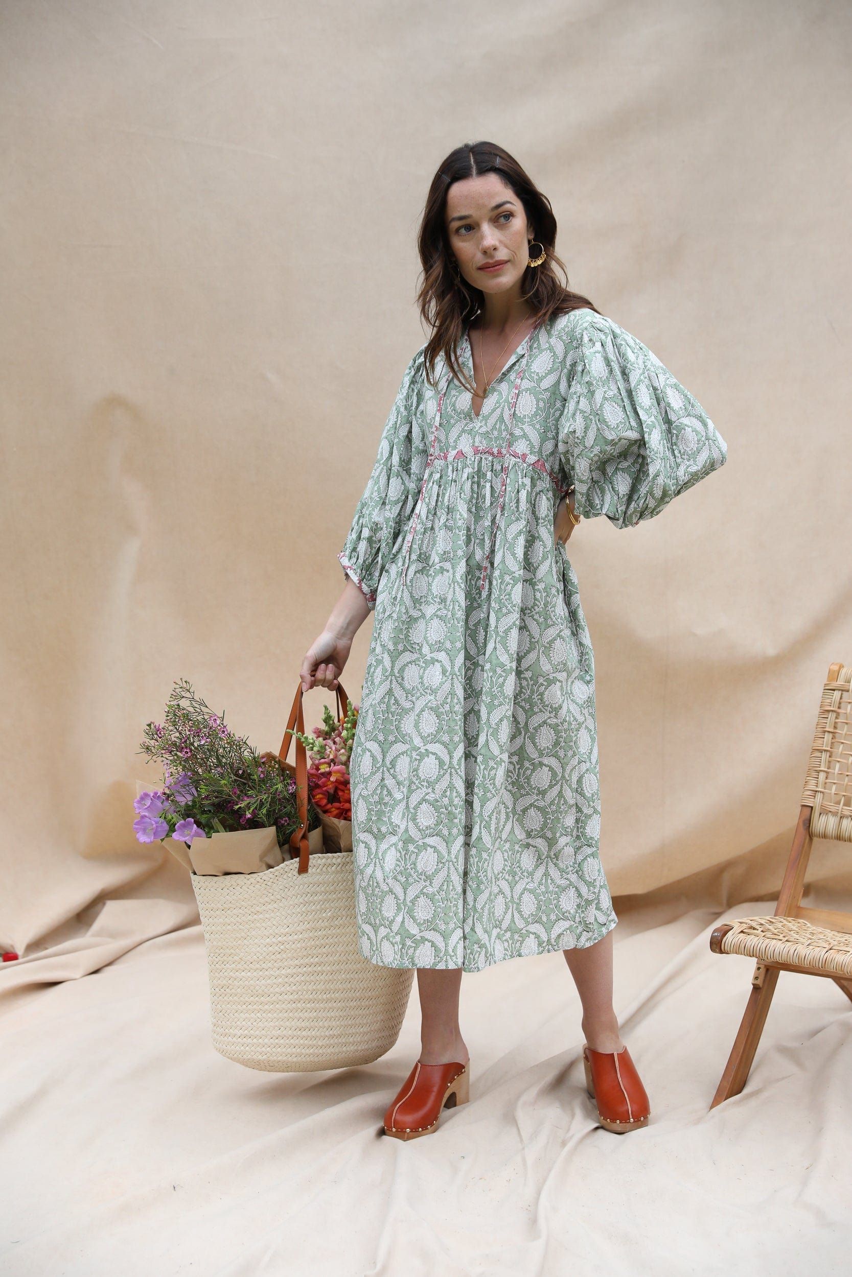 Ezra Handblock Print Midi Dress sold by iris product image thumbnail 5