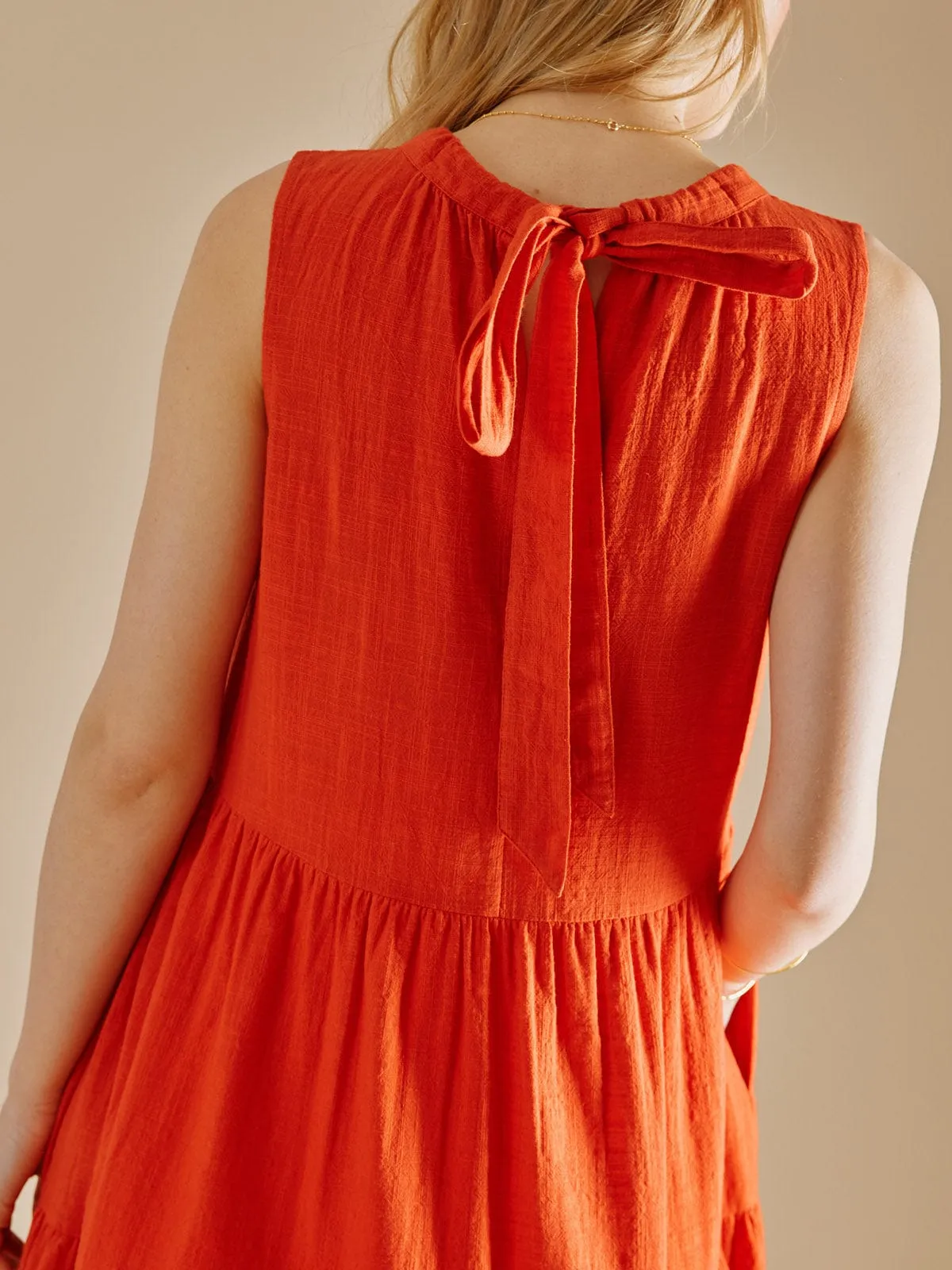 Molly Tie Back Midi Dress – Watermelon Red sold by iris product image thumbnail 4
